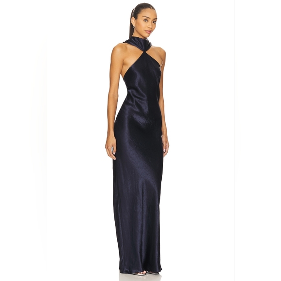 New Best Seller! Amanda Uprichard Navy Blue Silk Gown Sz Medium- Sells for $290! - Picture 8 of 16